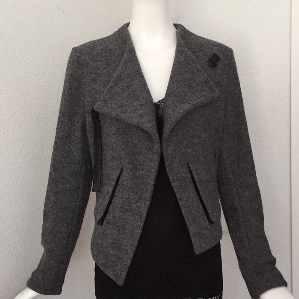 Katherine Barclay gray wool asymmetrical Jacket - Picture 1 of 7